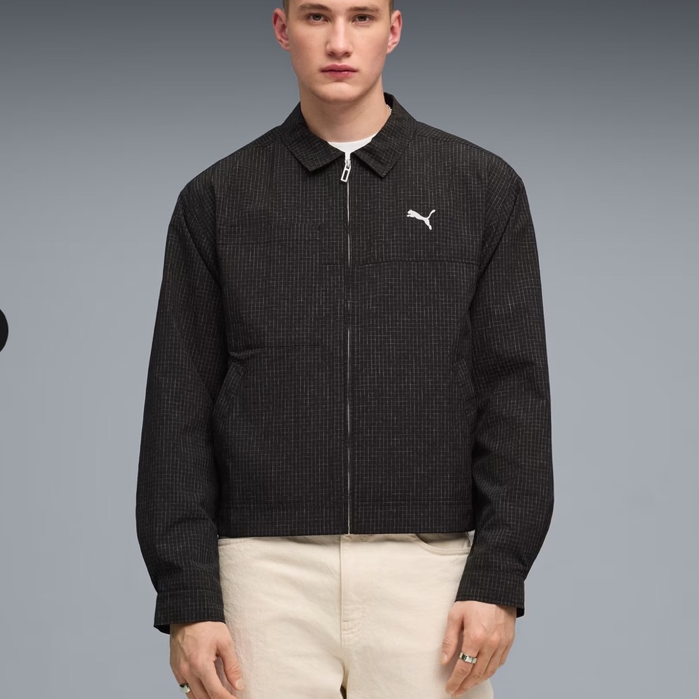 NWT Puma Chore Black Grid Pattern Jacket with White Emblem Mens size medium